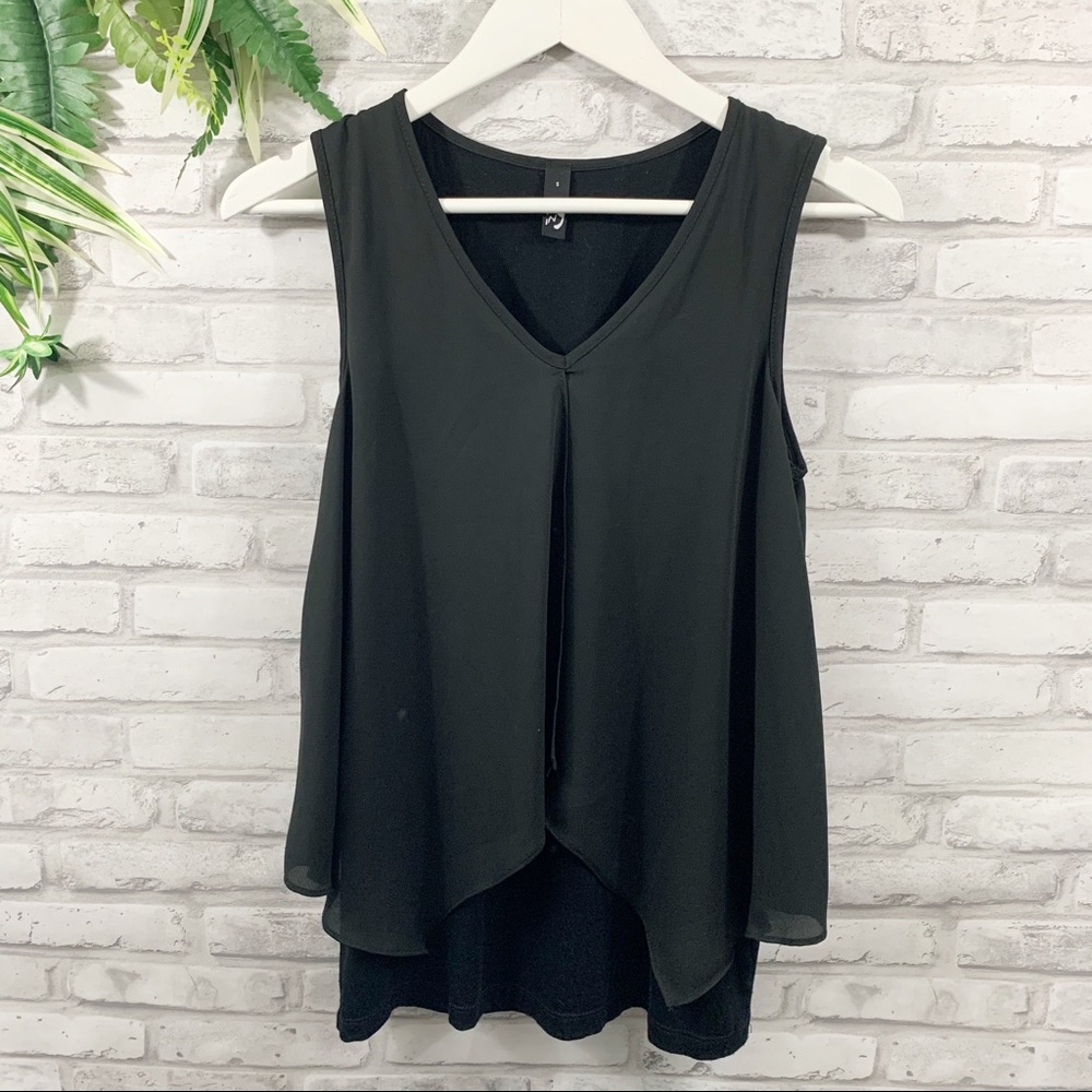 ING • Black Overlayed Tank Top Size Small